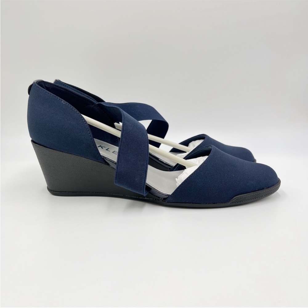 Anne Klein Women's Tara Navy Blue Wedge Pump Heels Size 9.5